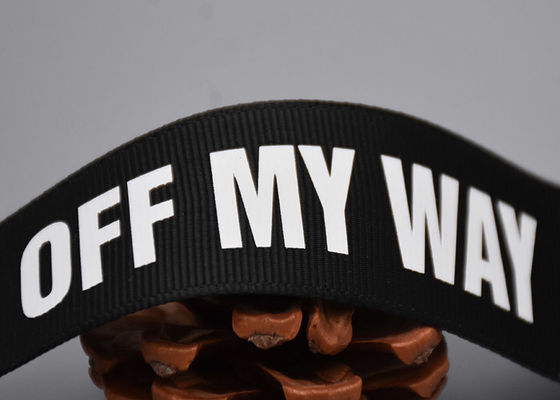 Kledingsdouane 20mm Zwarte Polyestersingelband Wit Logo Screen Printed Labels